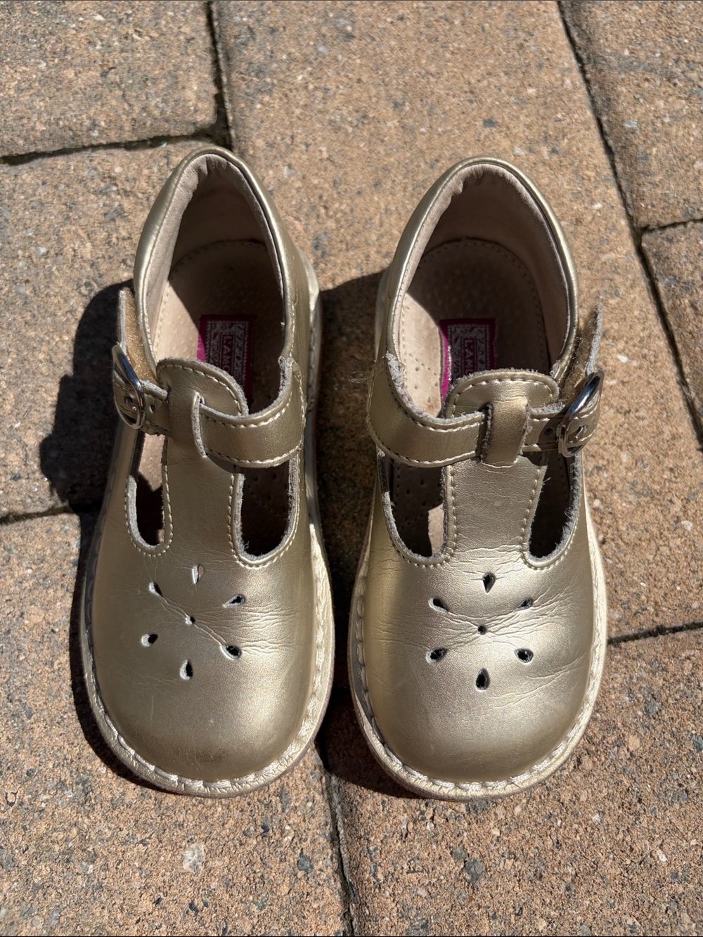L’Amour Gold T-Strap Mary Jane Toddler Shoes